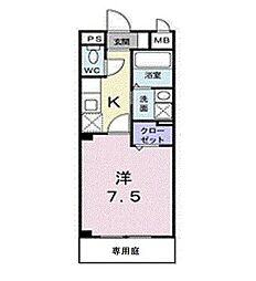 カーサラ・ムータ 1Kの間取図画像