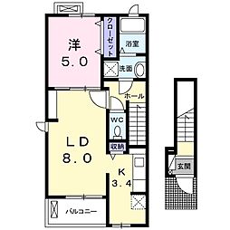 アクアサイド弐番館 1LDKの間取図画像