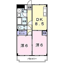 コーポ・ニシヨシ 2DKの間取図画像