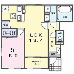 連取町アパート(028836901) 1LDKの間取図画像