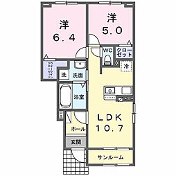 連取町アパート(028836901) 2LDKの間取図画像