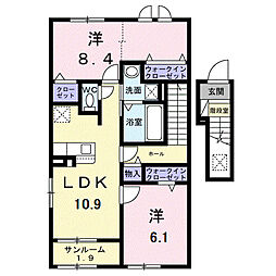 カーサ・コルーテ福 2LDKの間取図画像