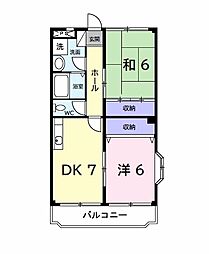 ハーモニーヒルズ 2DKの間取図画像