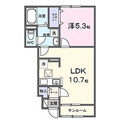 グレイスII 1LDKの間取図画像