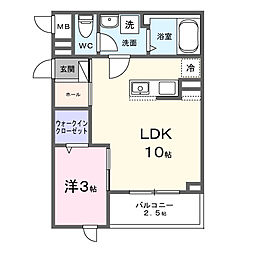 メゾン ド オラクル 1LDKの間取図画像