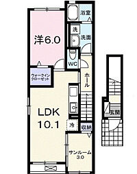藤光町1丁目アパート III 1LDKの間取図画像