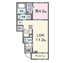 アムール・エ・ペ II 1LDKの間取図画像