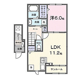 アムール・エ・ペ II 1LDKの間取図画像