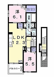 シャレー11 I 2LDKの間取図画像