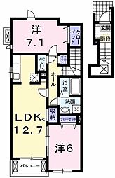 ニューユニゾンA 2LDKの間取図画像