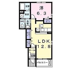 コモドカーサ2A棟 1LDKの間取図画像