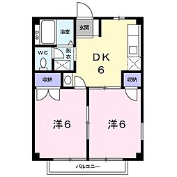 ファミール大口A 2DKの間取図画像