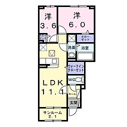 リベルテ 2LDKの間取図画像
