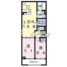西湊町4丁アパート(028695701) 2LDKの間取図画像
