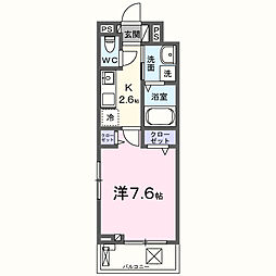 ヒカルサ泉佐野中町ノース 1Kの間取図画像