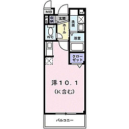 プランドール ワンルームの間取図画像