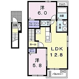 プラムヒルズ 2LDKの間取図画像