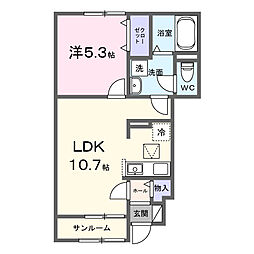 サニーハウス2 1LDKの間取図画像