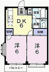 メゾン新村2 2DKの間取図画像