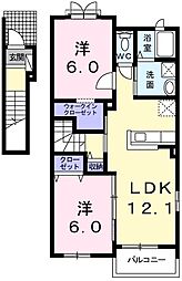 カーサ・サンパティーク2 2LDKの間取図画像