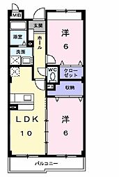 フレスクーラK&M 2LDKの間取図画像