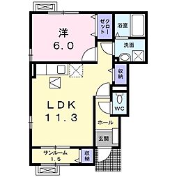 アドバンセル 1LDKの間取図画像