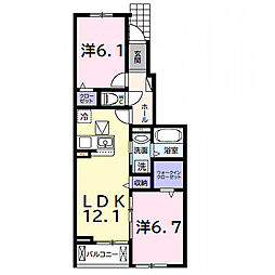 松ケ島1丁目アパート 2LDKの間取図画像
