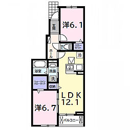松ケ島1丁目アパート 2LDKの間取図画像