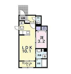 グランメゾン姉崎 1LDKの間取図画像