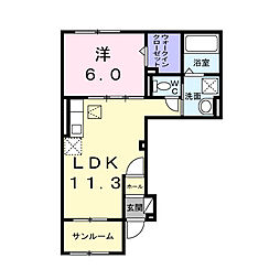 パルクヴィラIII 1LDKの間取図画像