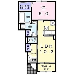 ベルオーブT-3 1LDKの間取図画像