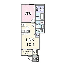 インディゴ ブルーム 1LDKの間取図画像