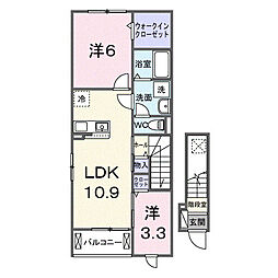 インディゴ ブルーム 2LDKの間取図画像