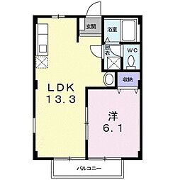 アンプルール足崎1 1LDKの間取図画像