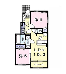ロックリバー2号館 2LDKの間取図画像
