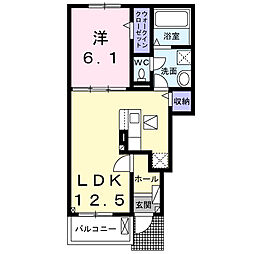 加須市旗井3丁目アパート 1LDKの間取図画像