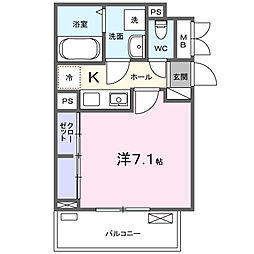 ラ・ベル・ヴィ 1Kの間取図画像