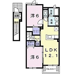ウエスト・コリーヌ1 2LDKの間取図画像