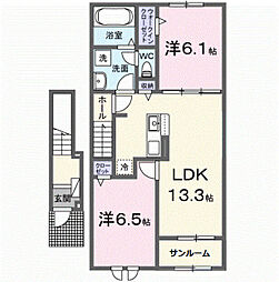 アベニューエース1 2LDKの間取図画像