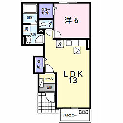 ウォーターグレイスB 1LDKの間取図画像