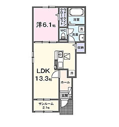 七栄アパートB 1LDKの間取図画像