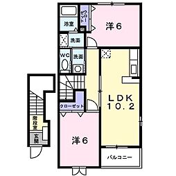 プリムヴェール 2LDKの間取図画像