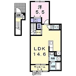 クエストC 1LDKの間取図画像