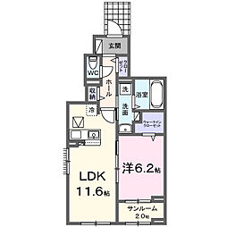 仮称)宮野木町アパート 1LDKの間取図画像