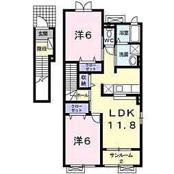 ビレッジケイツ3 2LDKの間取図画像