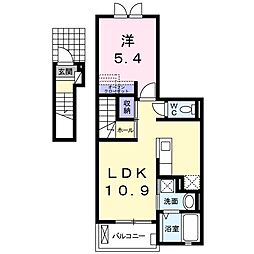 ラヴィータ2 1LDKの間取図画像