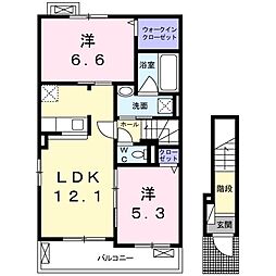 アンジュ3 2LDKの間取図画像
