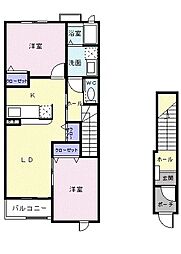 メリディアンメイプルC 2LDKの間取図画像