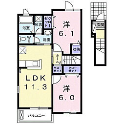 カッシーナ 2LDKの間取図画像