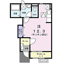 グランＭＩＫＩ手屋 1階ワンルームの間取り